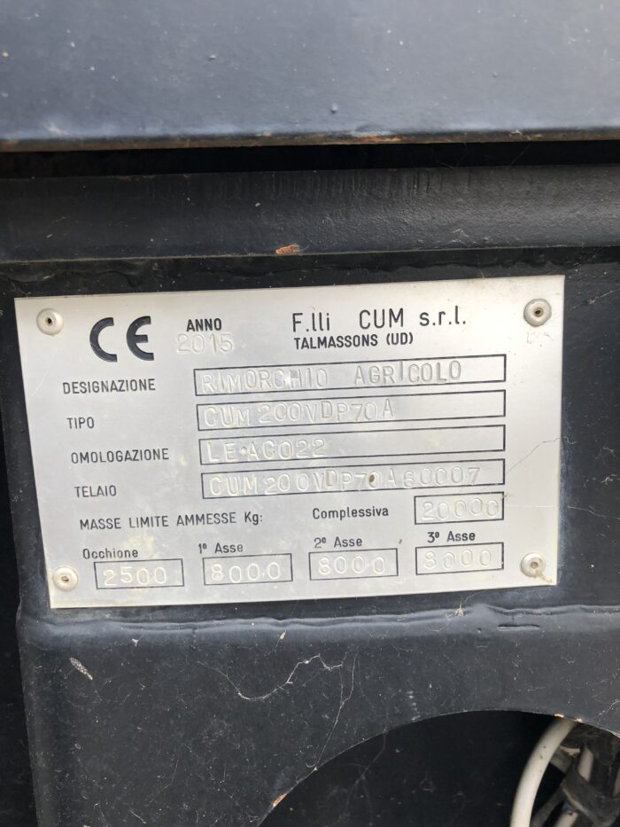 Rimorchio F.lli Cum 200 Q.li - immagine 7